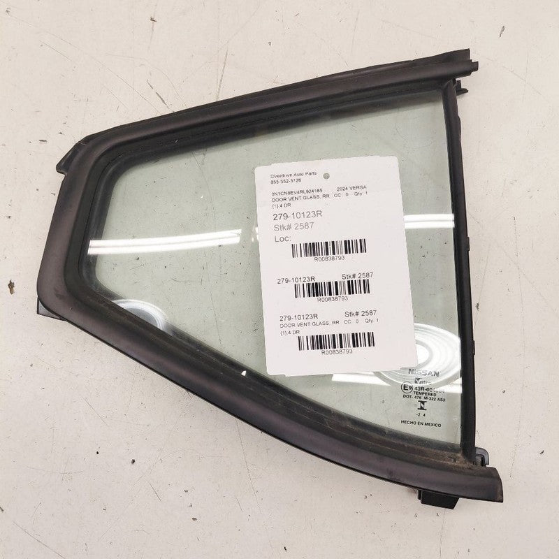 Passenger Right Rear Door Vent Glass Window Fits 20-24 Nissan Versa OE
