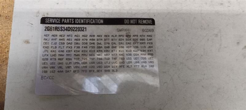 Cadillac XTS On Body Door Jamb Seal Front Right Passenger 2013 2014 20