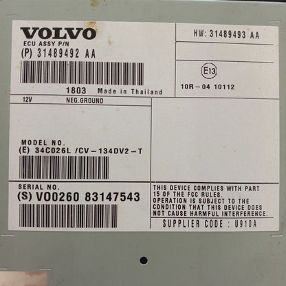 Volvo S60 Audio Equipment Radio Sound Amplifier Module {31489492} 2018