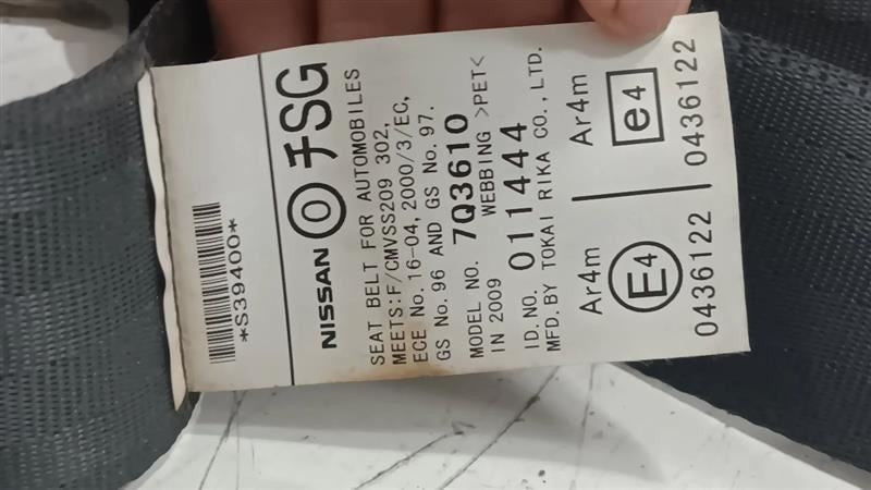 Infiniti G37 Seat Belt Strap Retractor Right Passenger Rear Back  2009 2010 2011