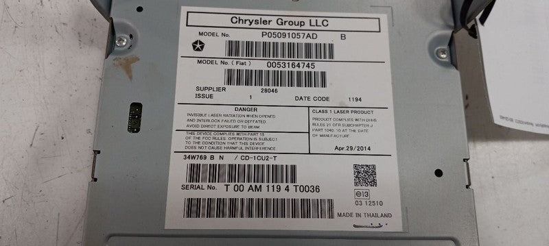 Audio Equipment Radio DVD Player Remote Fits 13-16 Dodge Dodge Dart