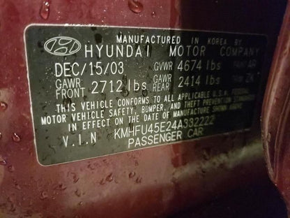 Hyundai XG350 Seat Belt Strap Retractor Left Rear Back 2003 2004 2005 