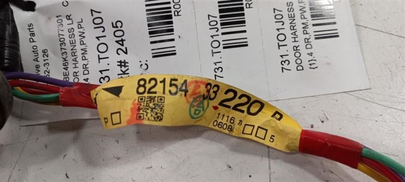 Toyota Camry Door Harness Wire Wiring Left Rear 2007 2008 2009