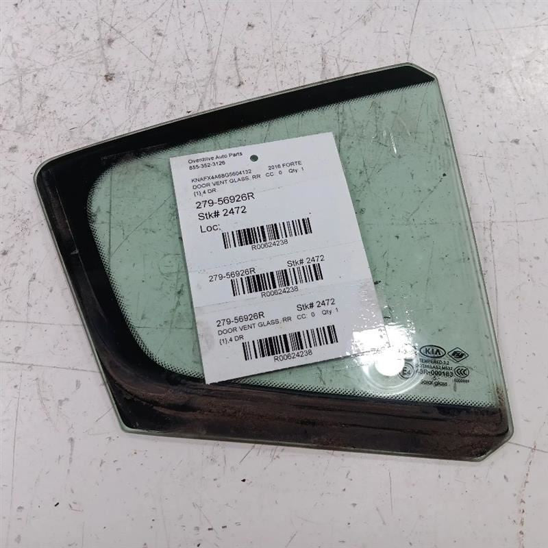Passenger Right Rear Door Vent Window Glass Sedan Fits 14-18 FORTE OEM