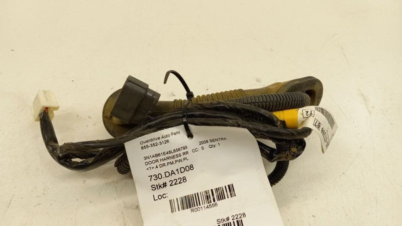 Nissan Sentra Door Harness Wire Wiring Right Passenger Rear 2007 2008 