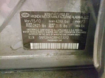 2011 Hyundai Sonata Parking Brake Handle Emergency Brake Lever