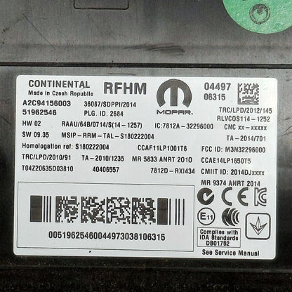 Fiat 500 Tire Pressure Monitor Control Module {A2C94156003} 2016 2017 