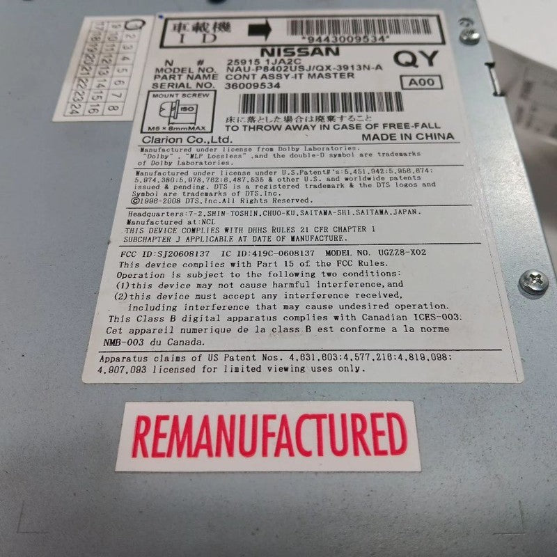 Audio Equipment Radio Receiver Am-fm-stereo CD Thru 8/12 Fits 12-13 Nissan 370Z