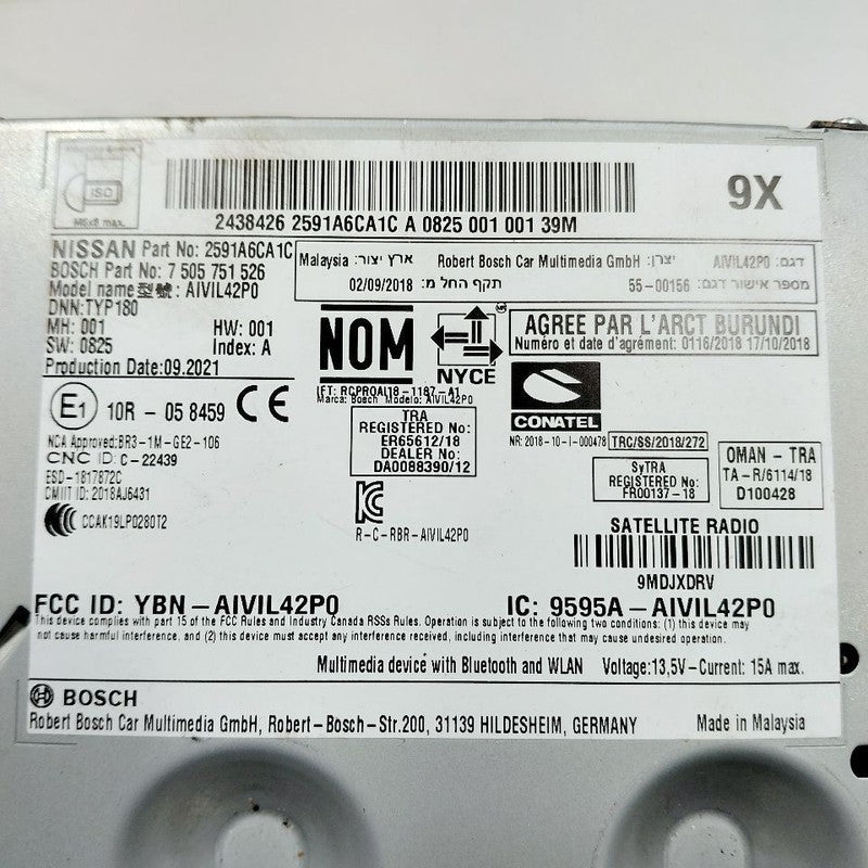 Audio Equipment Radio Display And Receiver 7.00" Screen Fits 22 Nissan Altima