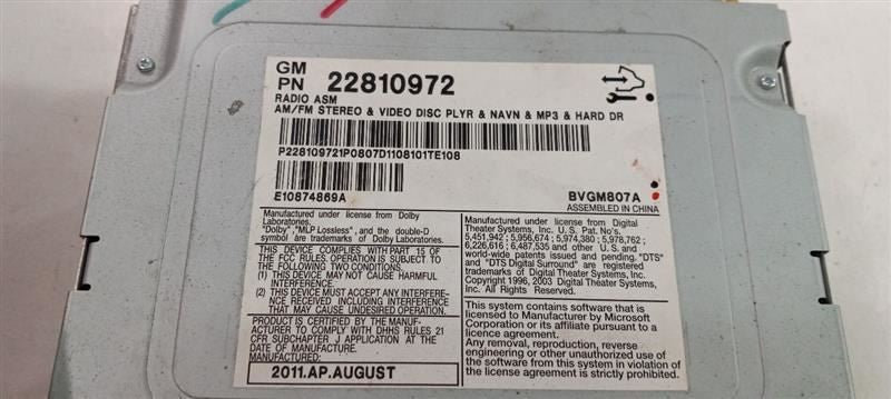 Audio Equipment Radio Receiver Opt Uav ID 22810972 Fits 12-13 CTS