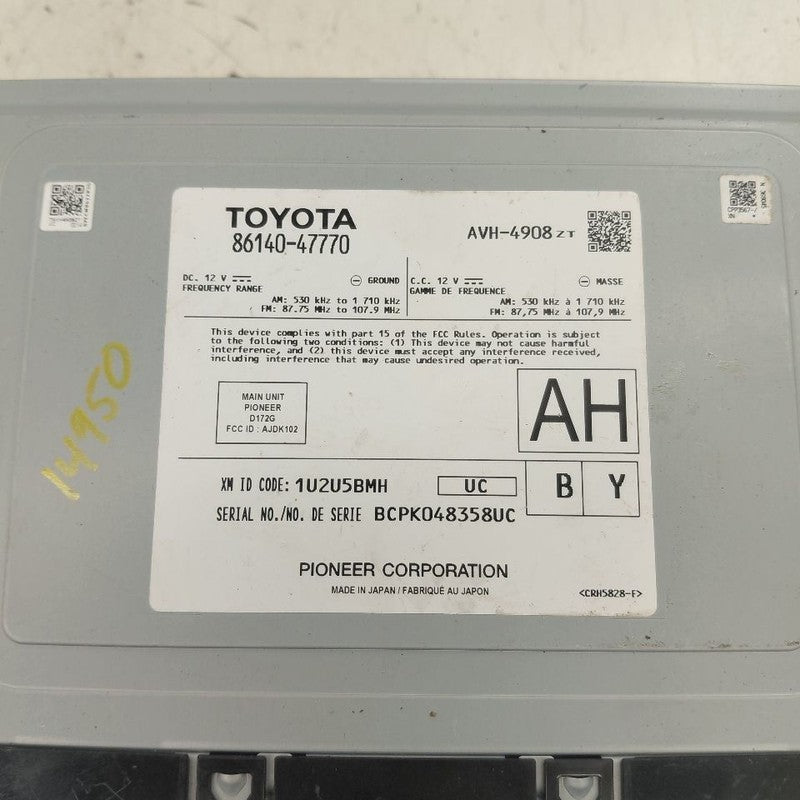 Audio Equipment Radio Display And Receiver Prius VIN Fu 21-22 Toyota P