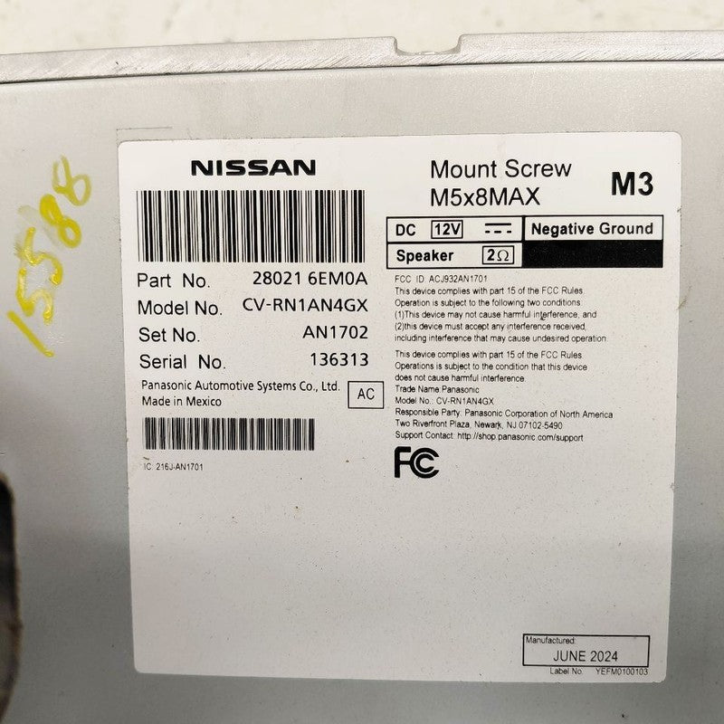 Audio Equipment Radio Display And Receiver Fits 23-24 Nissan Versa OEM