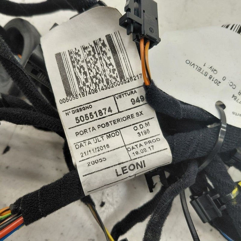 Alfa Romeo Stelvio Door Harness Wire Wiring Left Driver Rear  2018 201