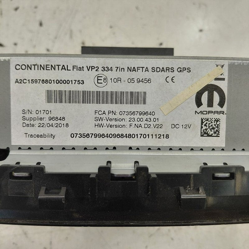 2018 Fiat 500 X Model Screen Display {7812HVP2RFP}