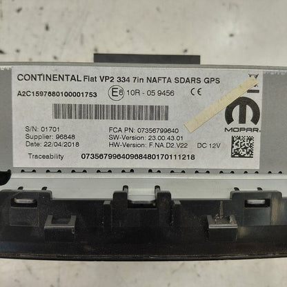 2018 Fiat 500 X Model Screen Display {7812HVP2RFP}