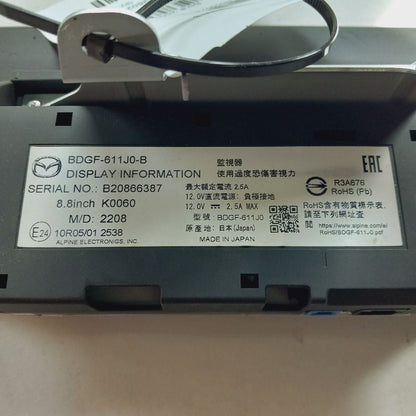Upper Center Dash Display Screen {BDGF611J0B} Fits 19-23 Mazda 3