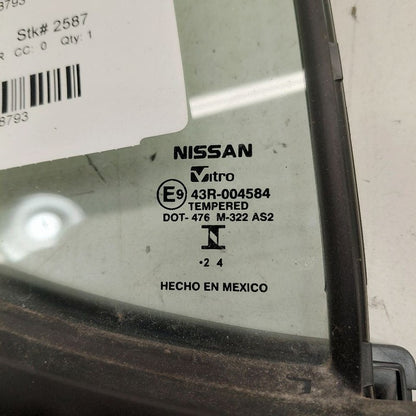 Passenger Right Rear Door Vent Glass Window Fits 20-24 Nissan Versa OE