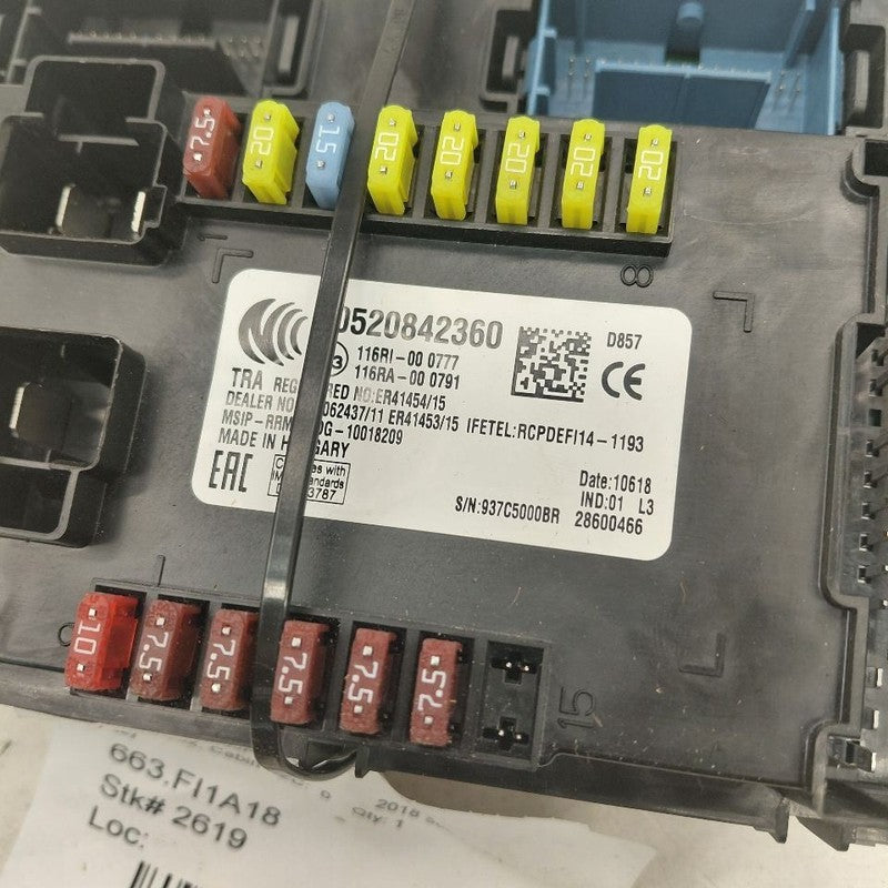 2018 Fiat 500 X Model Cabin Fuse Box Interior Inner Under Dash