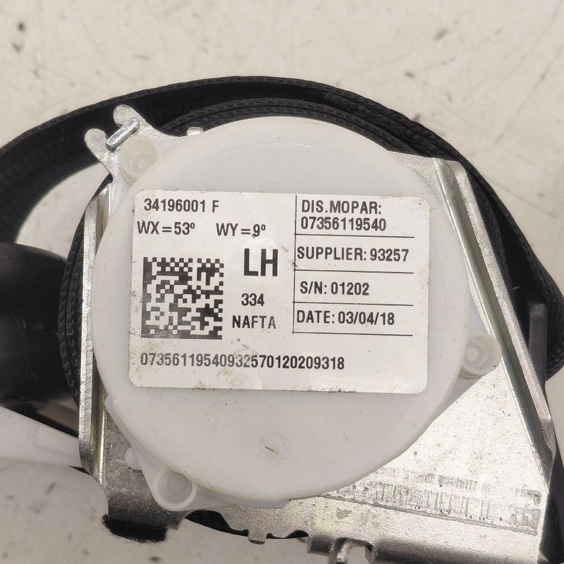 2018 Fiat 500 X Model Seat Belt Strap Retractor Left Driver Rear Back