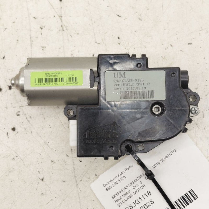 Kia Sorento Electric Power Sun Moon Roof Glass Motor  2018 2017 2016