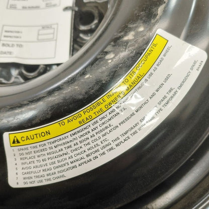 Wheel 16x4 Compact Spare Rim and Tire VIN K 1st Digit Korea Built 10-2
