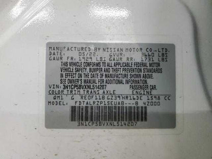 Nissan Kicks Neutral Safety Switch Automatic Transmission Gear Selection  2021 2