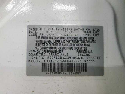 Nissan Kicks Engine Cylinder Head Valve Cover  2021 2022 2023 2024